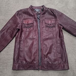 BKE Maroon Faux Leather Jacket